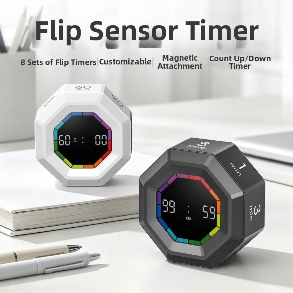 Mini Magnetic Gravity Sensor Timer Smart Visual Flip Timer Clock Usb Charging Productivity Flip Cube Timer Time Management Tool