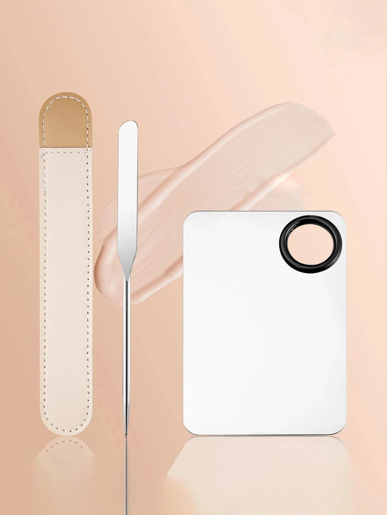 1/2/3Pcs Spatula and Stainless Steel Mixing Palette,Nail Art And Cosmetic Mixing Tool For Foundation,Makeup Artist Mixing Tools