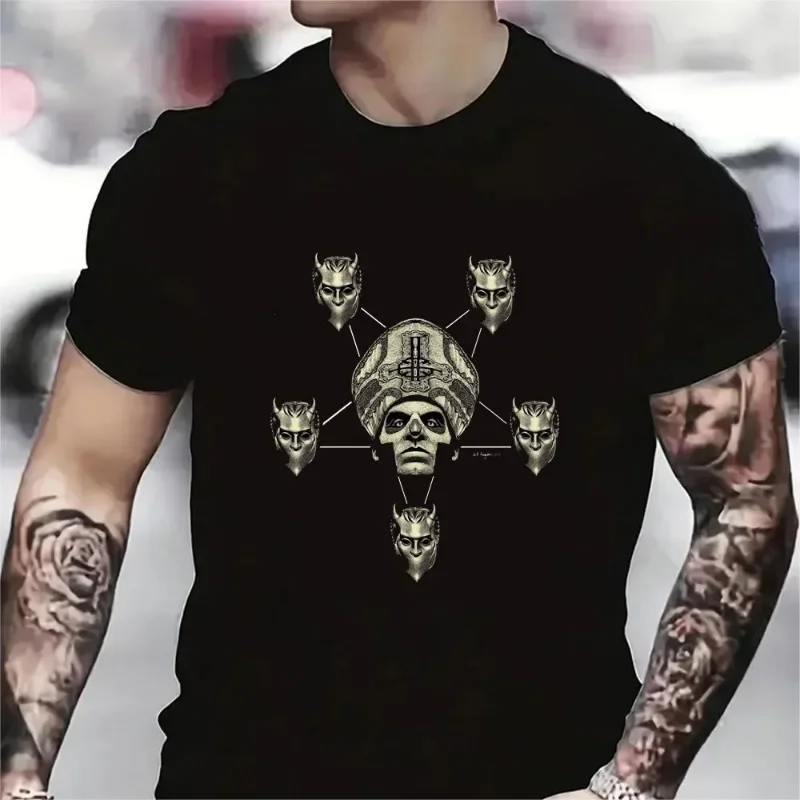 Unisex Fashion Streetwear Hipster Ropa Hombre 2024 New Ghost of Tsushima As Heavy Metal Band Music Parody Black T-Shirt image 4