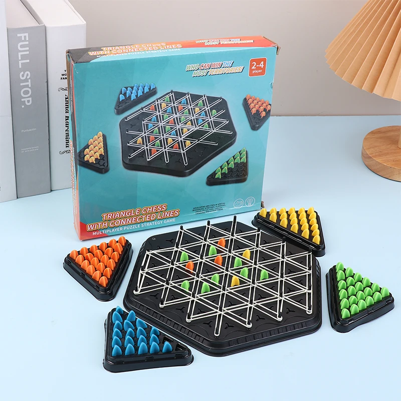 New Geometry Chain Chess Puzzle Triangle Chess Tabletop Game Rubber Band Training Interactive Game Battle Set Family Gathering