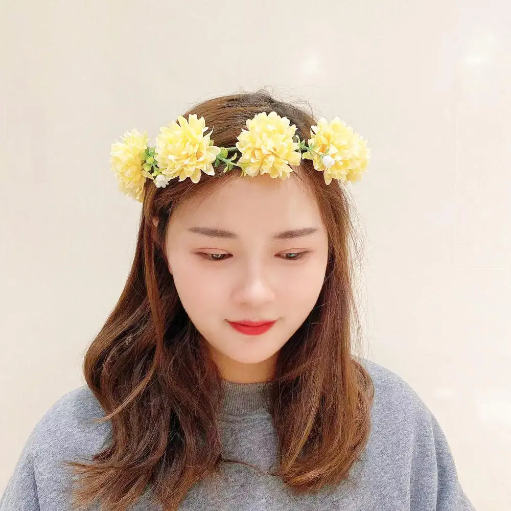 

Seaside Vacation Simulation Wreath 6 Colors Bridal Wedding Dress Accessories European And American Wreath Fabric Wreath Headwear