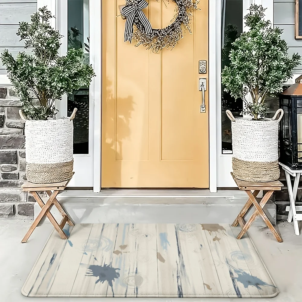Modern Rustic Farmhouse Doormat Entrance Welcome Mat Decor Abstract Distressed Wood Grain Indoor Outdoor Rug 40x60cm Home Accent