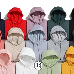 Spring Autumn Base Hooded Hoodies Men Thick 360g Fabric Polar Fleece Solid Basic Loose Sweatshirts Quality Women Pullovers Tops