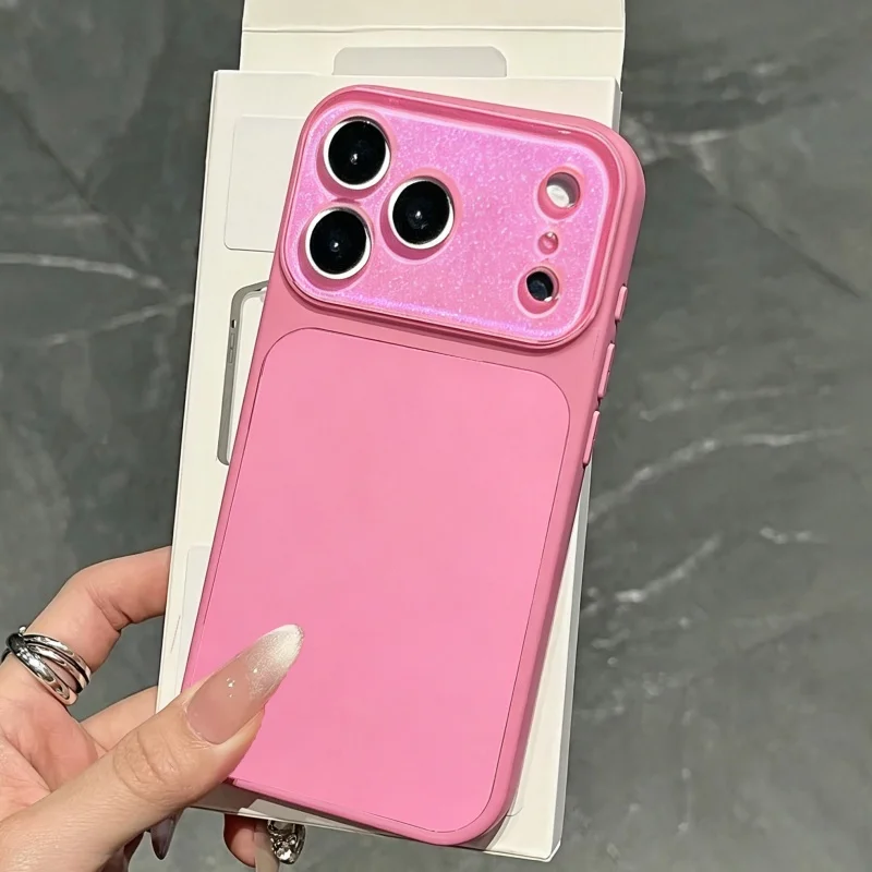 Luxury Aurora Camera Glitter Liquid Silicone Case For iPhone 17 16 15 14 Pro Max Shockproof Shiny Crystal Soft Protective Cover view 2