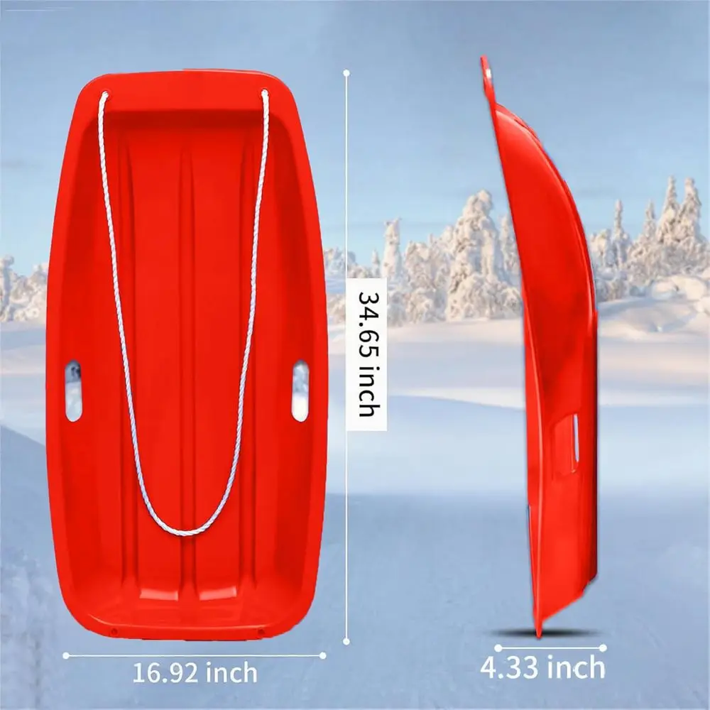 Durable 35 Snow Sleds with Rope & Handles for Kids and Adults, Smooth-Glide for 1-2 Riders