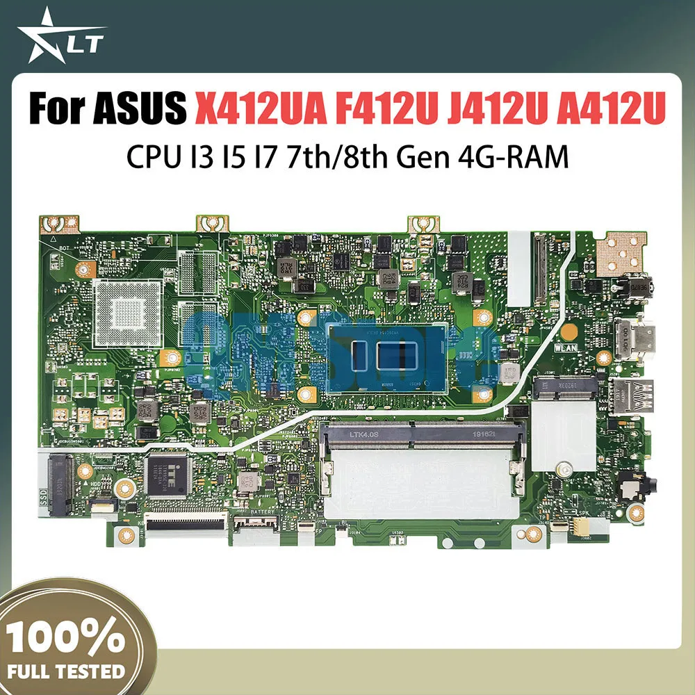 

Материнская плата X412UA для ноутбука Asus Vivobook F412U J412U A412U X412UB X412UF материнская плата для ноутбука CPU i3 i5 i7 7-го 8-го поколения 4G RAM