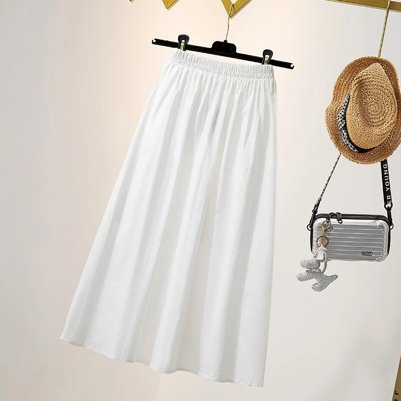 White Black Drawstring Skirts Women 2022 Summer Fashion All-match Irregular Skirt Female Long A-line Skirts Jupe Longue