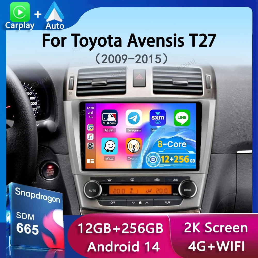 

Android 14 Carplay Auto Car Radio For Toyota Avensis T27 2009 2010 2011 2012-2015 GPS Navigation Multimedia Player DSP Stereo 4G