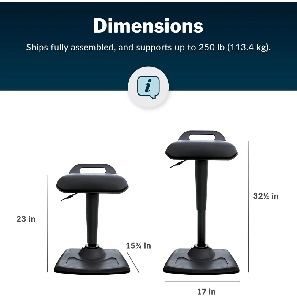 Active Seat - Adjustable Ergonomic Standing Desk Chair for Adults - Portable Home Office Furniture, Comfortable Wobble Stool