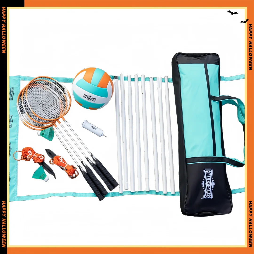 

Professional 20ft Outdoor Volleyball & Badminton Set with Poles & Net - Family Game