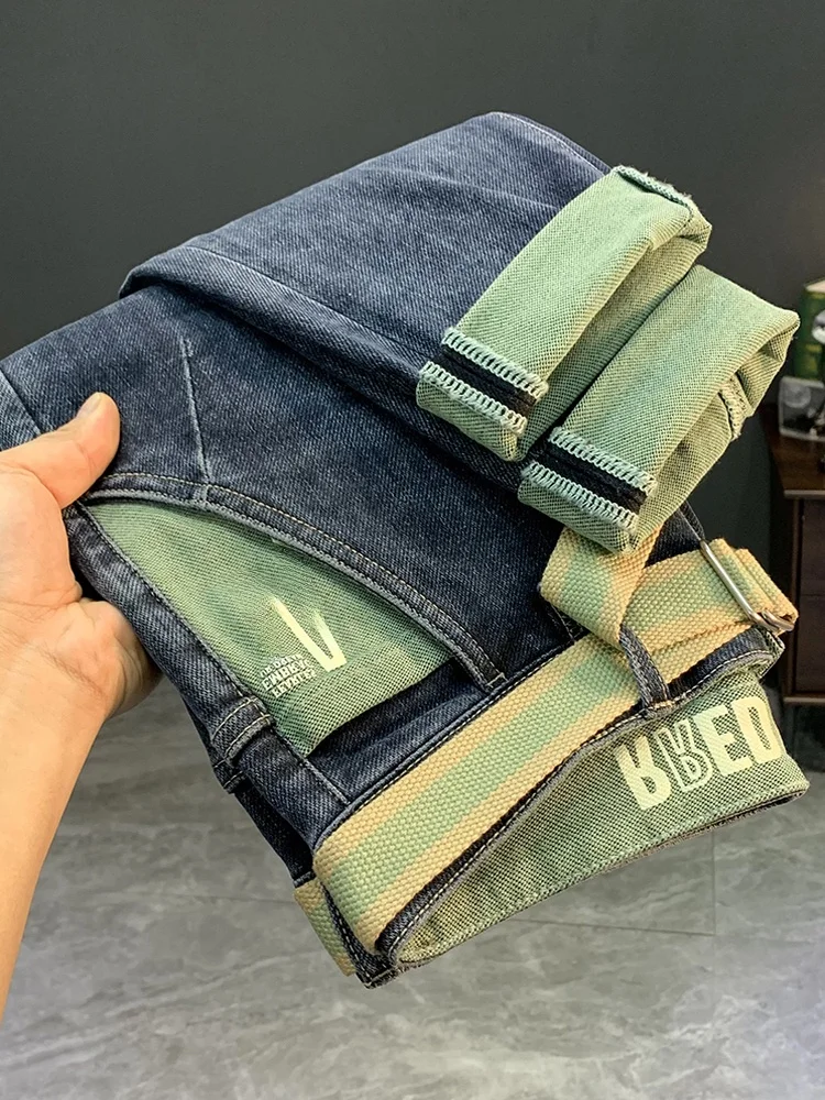 

Весенние мужские джинсы, повседневные узкие прямые удлиненные брюки, удобные износостойкие молодежные брюки с принтом