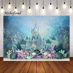 Mehofond Photography Background Mermaid Under The Sea Underwater Castle Girl 1st Birthday Cake Smash Decor Backdrop Photo Studio