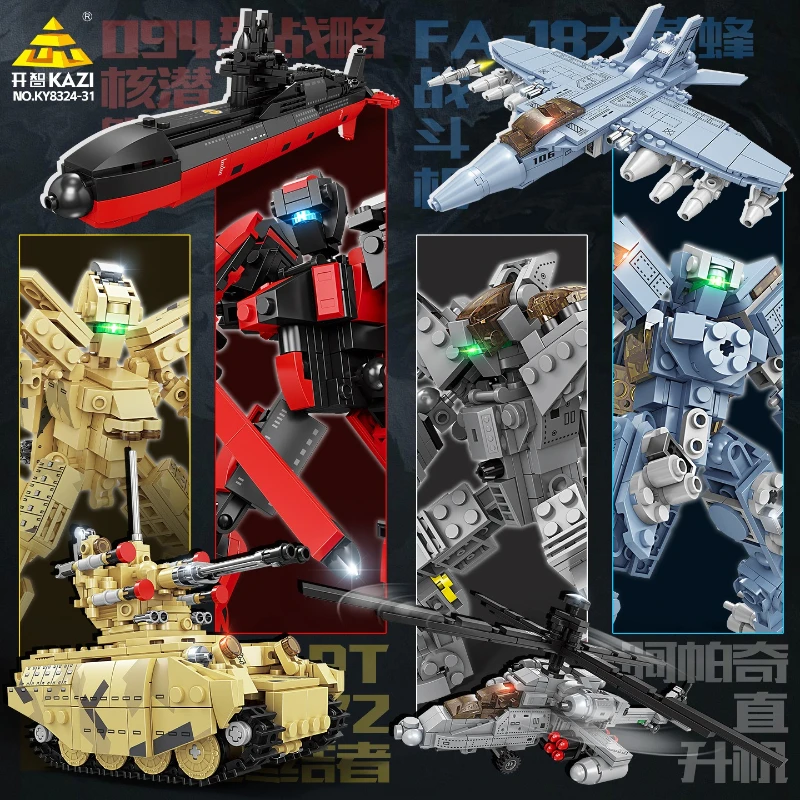 Military Deformation Building Block Model, Tech Assembly Kit, Desktop Display Ornament, Collectible Decor Gift for Hobby Lovers