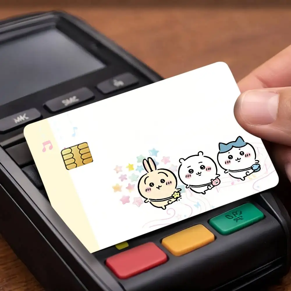 P-C-Chiika-waES Cute Credit Decorative Card Stickers Suitable For Bank Cards Metro Transit Anti-scratch Gift 4PCS