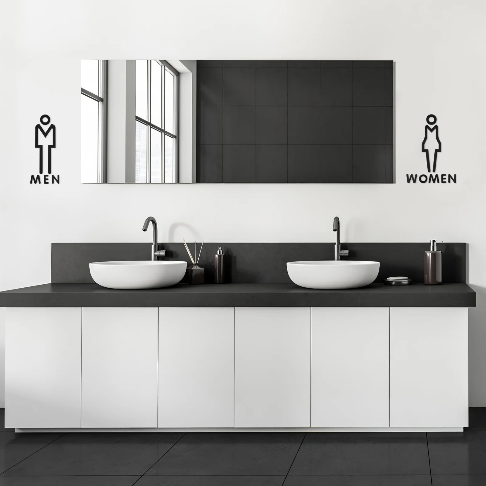 

2 pcs Bathroom Door Signs Kit Acrylic Toilet Identification Tags For Office Restaurant Hotel Home Wall Stickers Restroom Signs