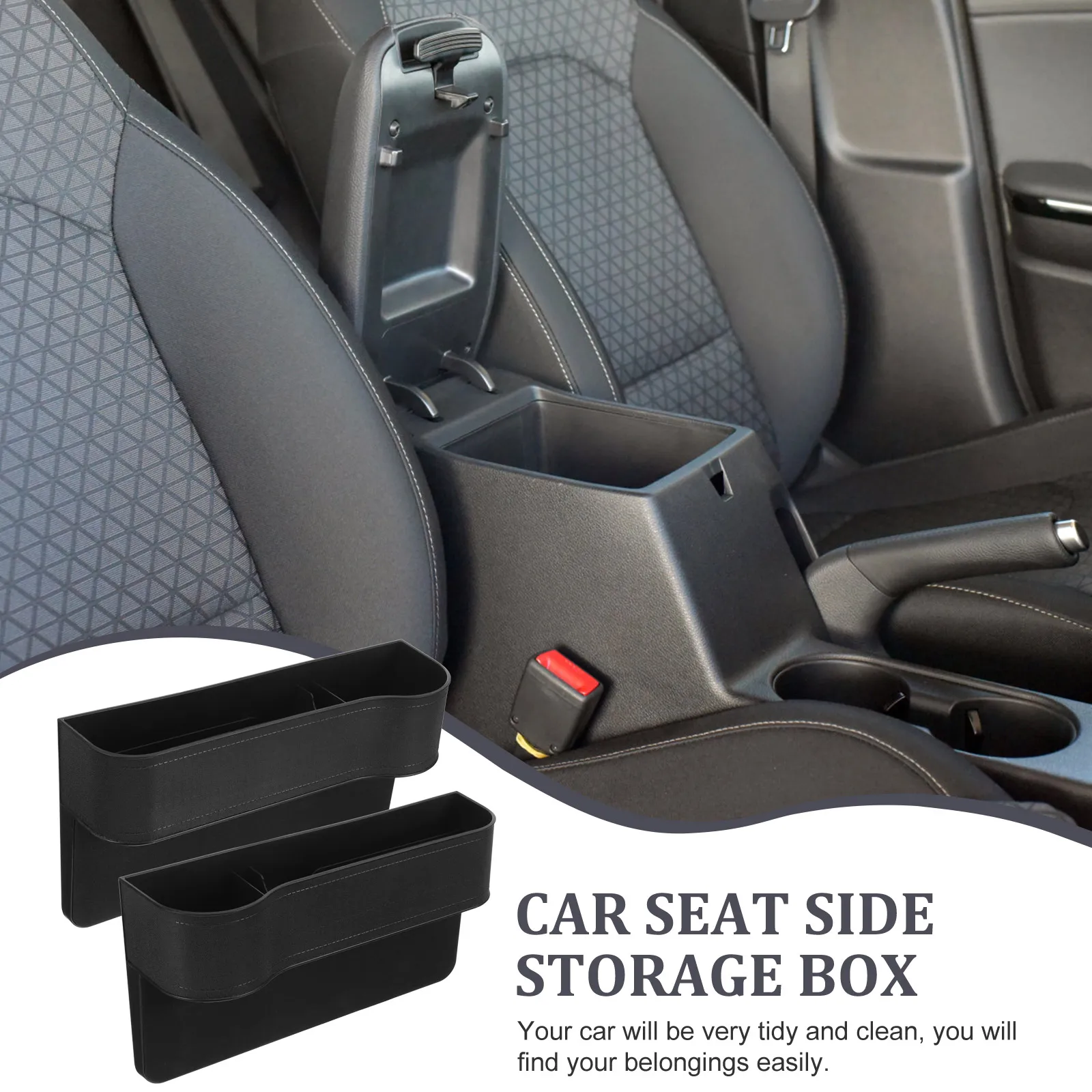 

2pcs Seat Gaps Storage Box Heavy Duty Car Organizer For Cards Keys Coins Easy Fit Front Seat Side Pouch Auto Accessories