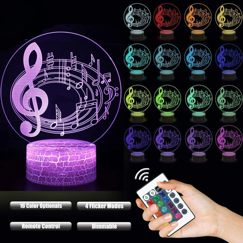 Nighdn Music Note LED Table Lamp Acrylic Night Light 7 Colors Changing Bedroom Bedside Decoration Lights Gifts for Kids Girls