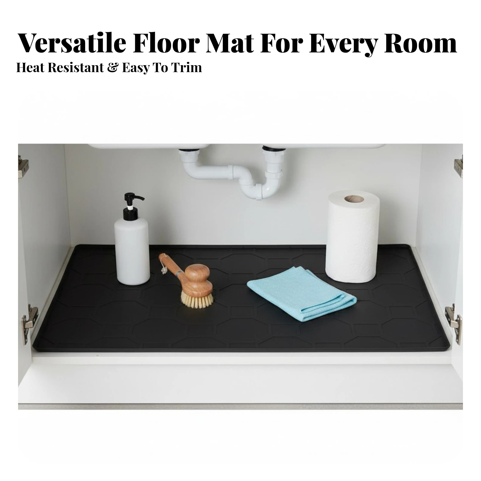 Silicone Sink Mat Waterproof Silicone Mat with Raised Edges Under Sink Liner Non-Slip Long-Lasting for Homeowners