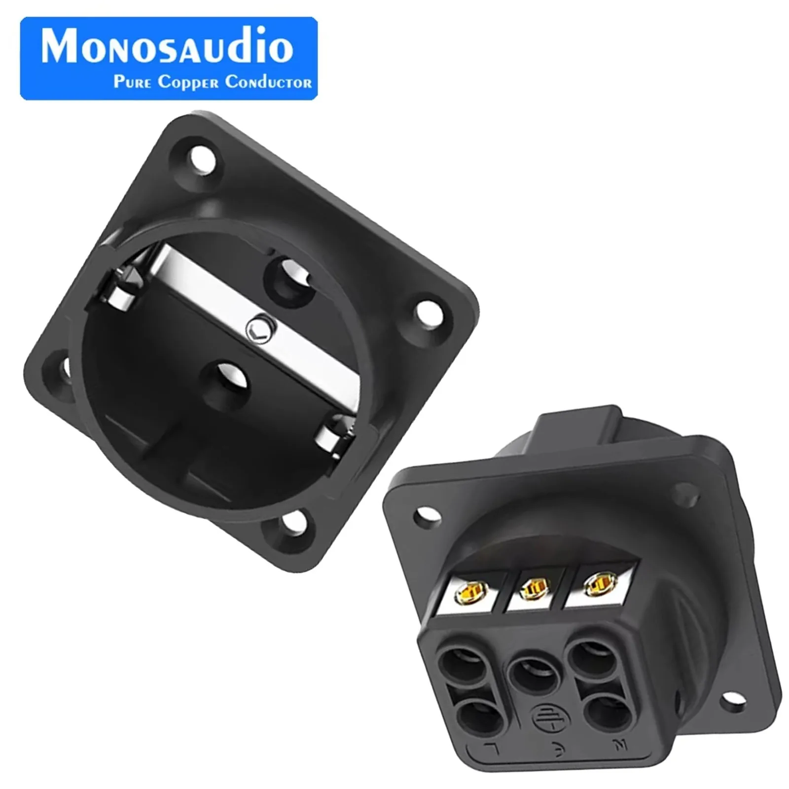 Hifi Monosaudio Pure Copper Rhodium Plated Schuko Socket AC 250V 16A EU Power Sockets Eur European Power Chassis ES3R