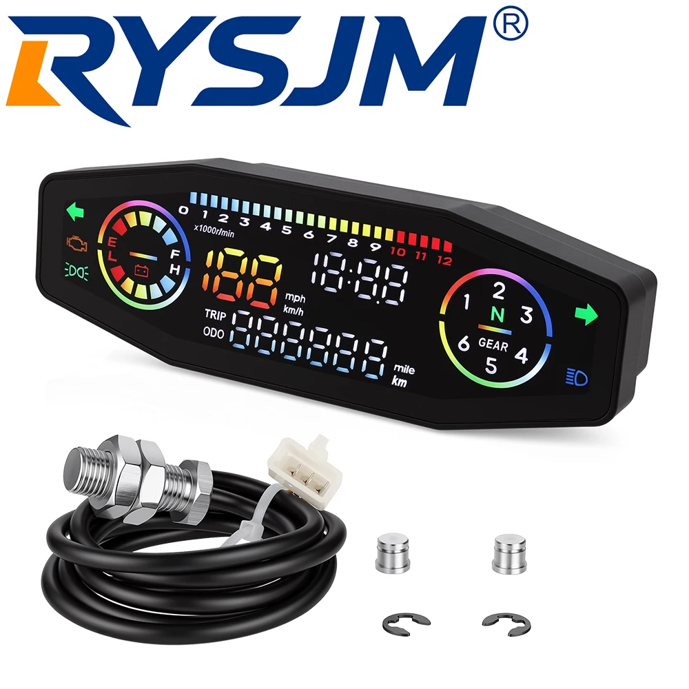 New Universal Motorcycle Speedometer Moto Dashboard Oil Gauge Digital Meters Sensor Set Tachometer Odometer For Russian KR200