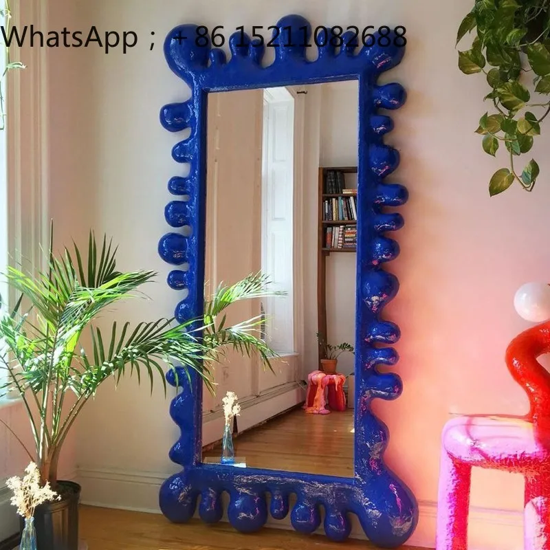 SCY Klein blue creative art full-length mirror household special-shaped irregular full-length mirror