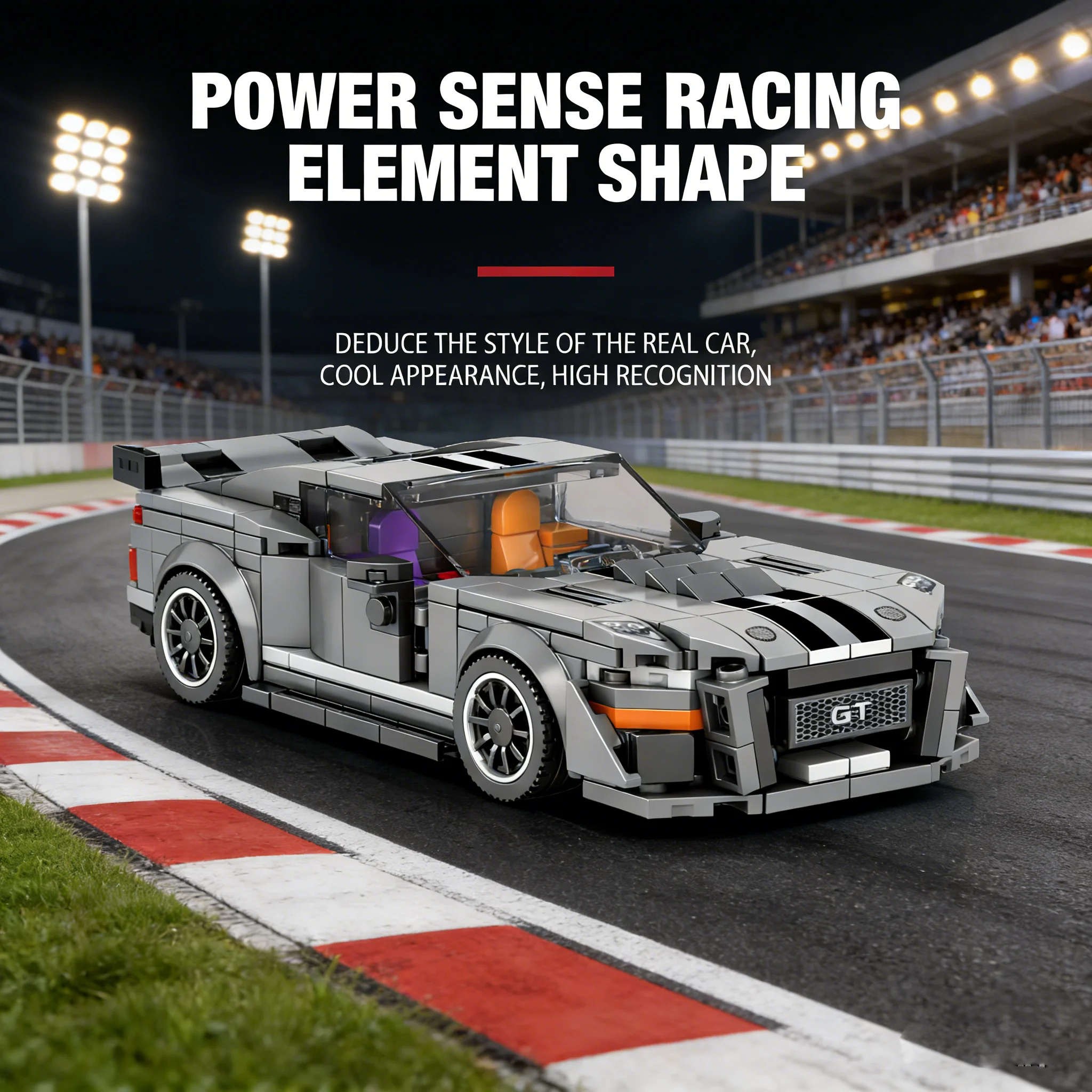 Zestaw technicznych klocków konstrukcyjnych GT500, klasyczny samochód wyścigowy w skali 1:24, zabawka do samodzielnego montażu, prezent urodzinowy dla chłopca.