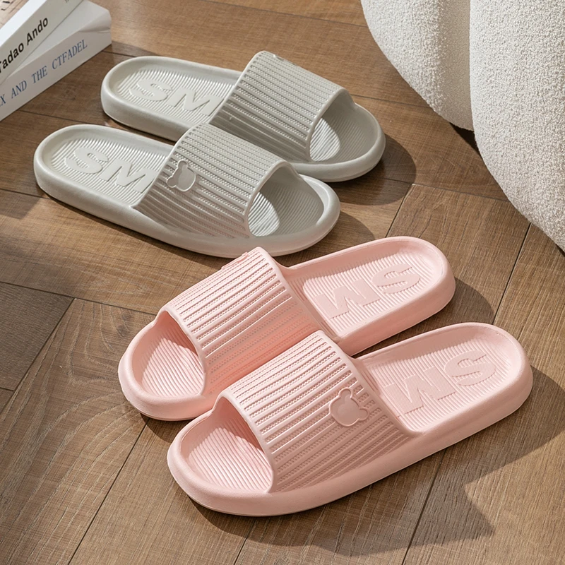 

Summer Women Slippers Indoor Home Casual Soft Soled Flip Flops Bathroom Anti Slip Sandals Outside Wear Men Beach Slides Shoes