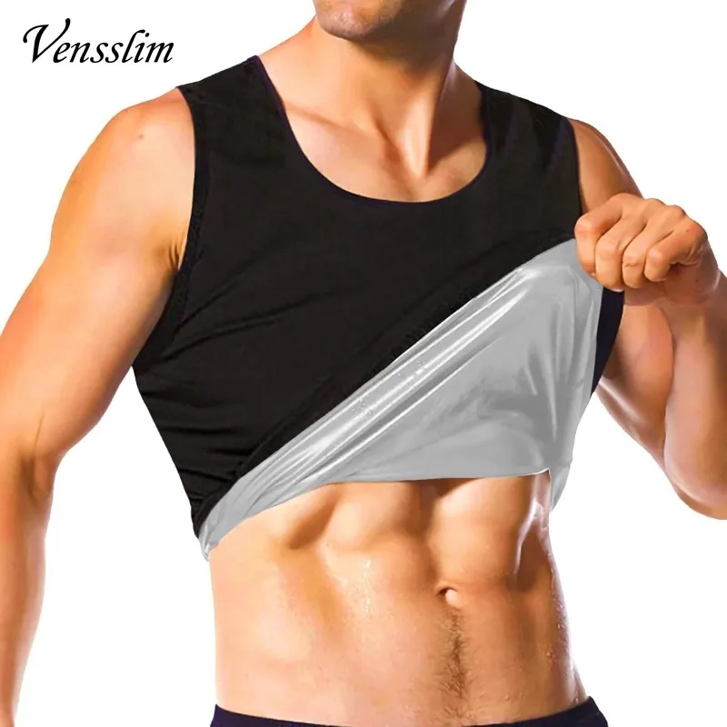 Vensslim Sauna Shirt for Men Sweat Waist Trainer Suits Body Shaper Mens Slimming Weight Loss Vest Gym Exercise Sleeveless Tops