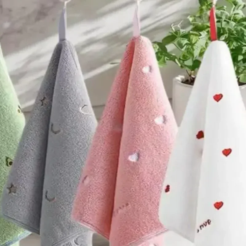 30x30cm Cartoon Small Embroidery Pure Cotton Household Soft Non-linting Bathroom Adult Face Hand Towel