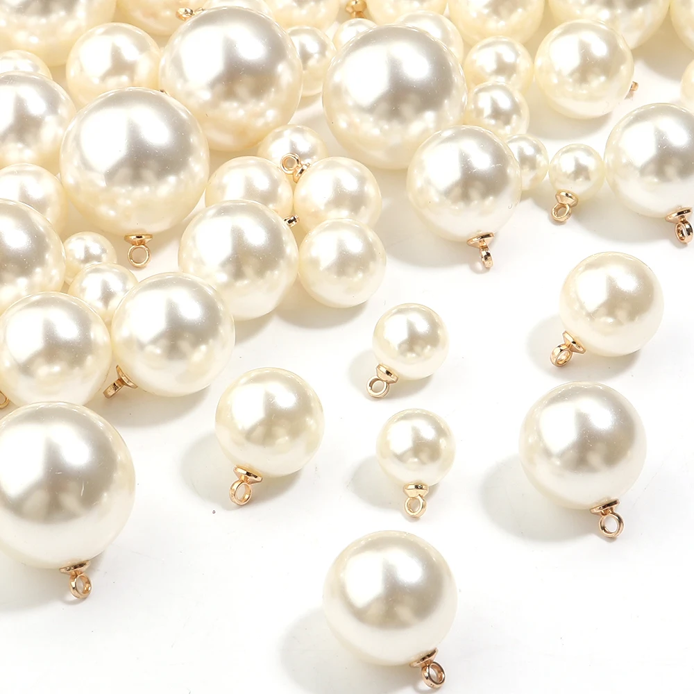 10/20 Stück 6-20mm Beige/Weiße Runde ABS-Imitationsperlen-Anhänger für DIY-Schmuckherstellung, Ohrringe, Halsketten, Anhänger-Zubehör – Detail 6