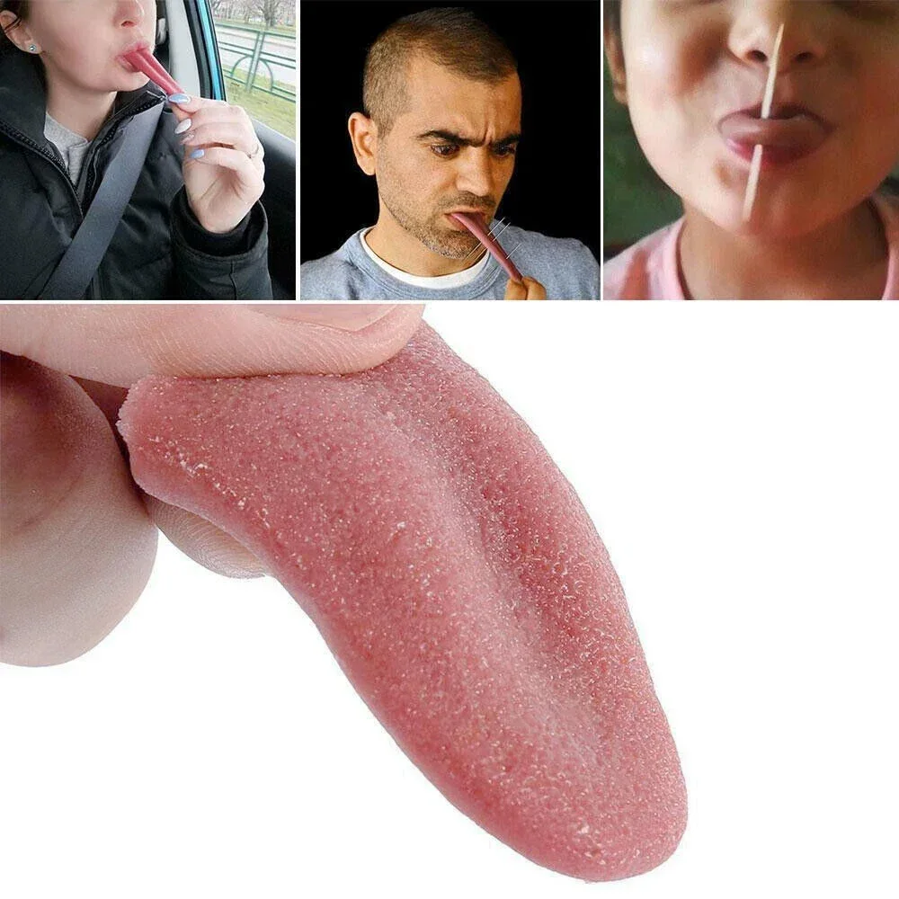 Fake Realistic Tongue Magic Tricks Trick Toys Halloween Toy Realistic False Horrible Stretchable Tongue Prop Tricks for Party