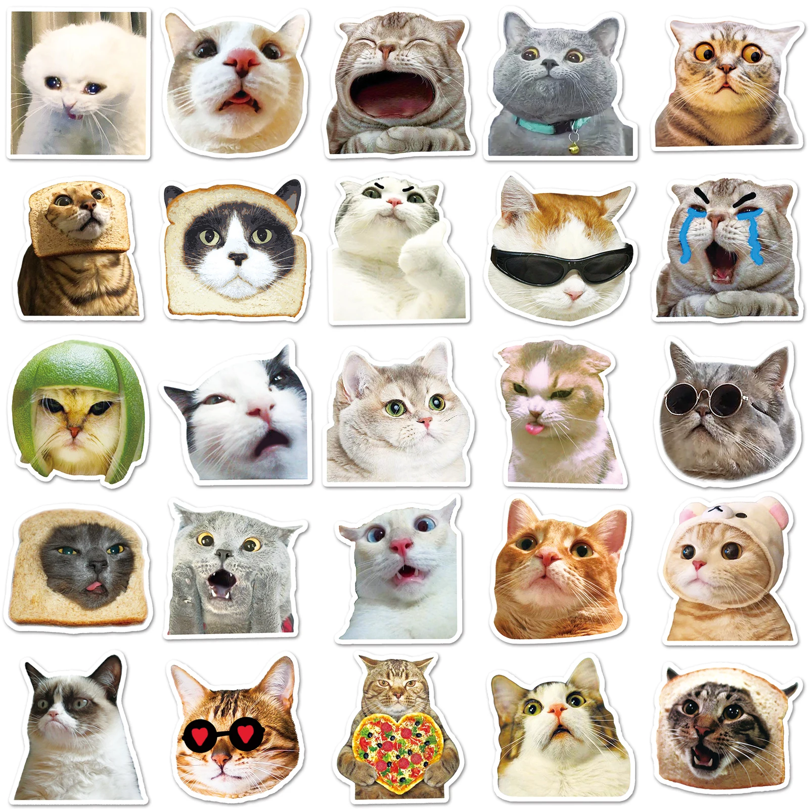 50pcs Funny Ins Hot Meme Cats Cartoon Cute Graffiti Stickers Suitcase Laptop Guitar Skateboard Personalized Decoration Stickers