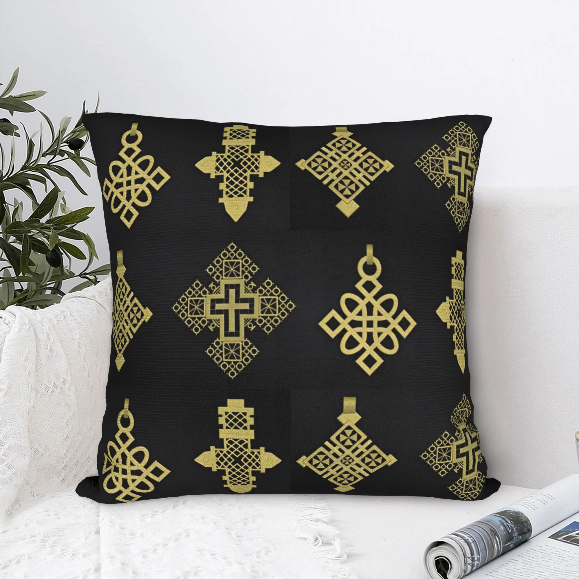 Print Ethiopian Meskel African Art Cross Pillowcase Polyester Cushion Cover Decorative Demera Christian Throw Pillow Case Cover