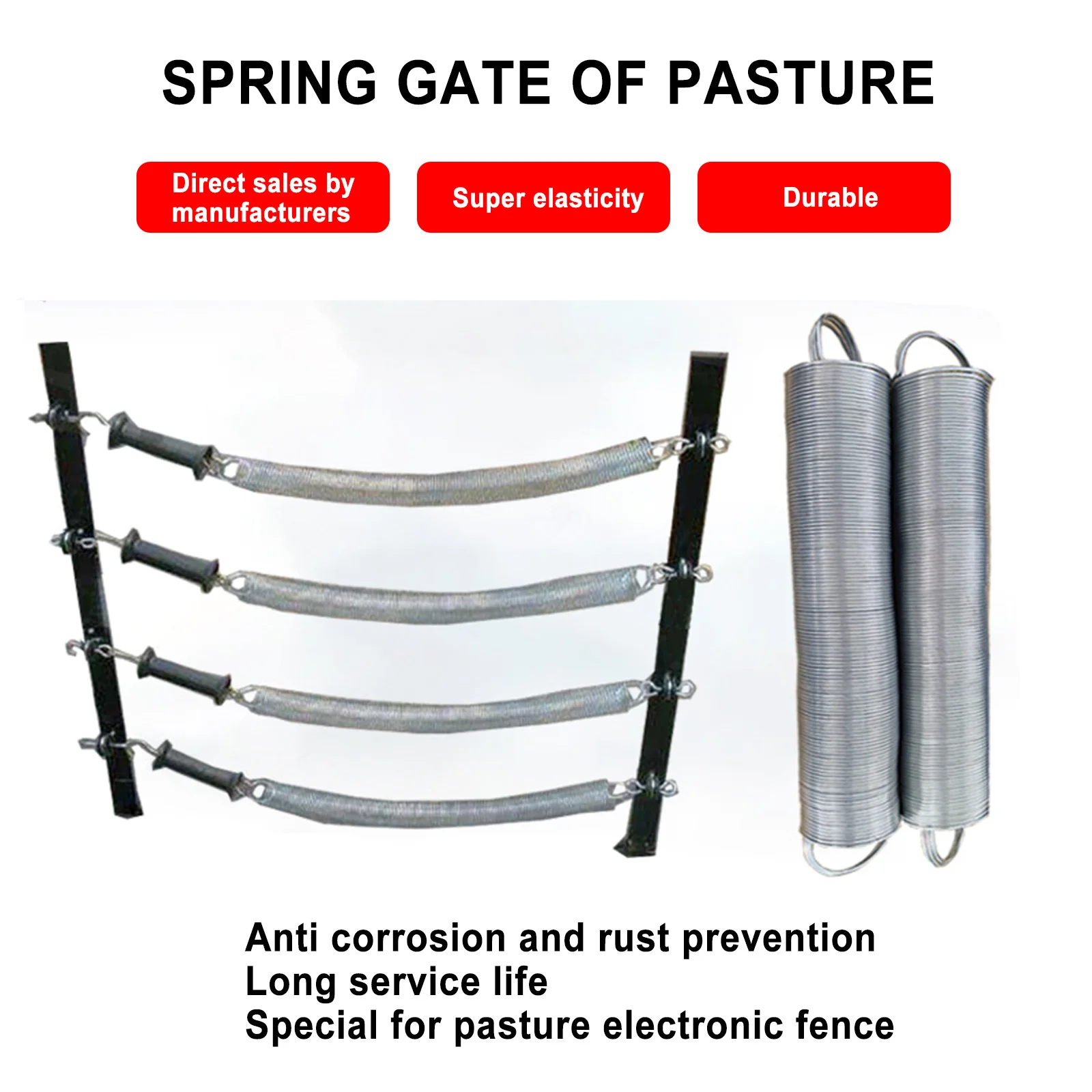 1pc Spring Farm Recinzione elettronica Accessori Animale Pecora Mucca Cavallo Allevamento Recinzione elettronica Porta a molla