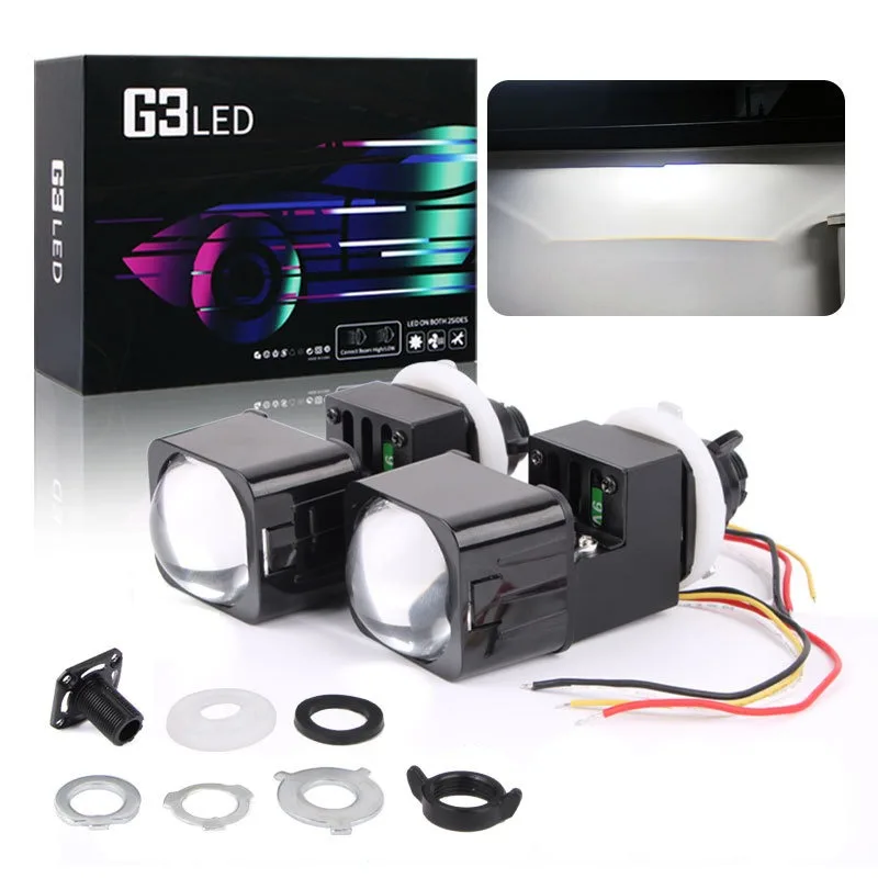 12V 30W 6000K HID Xenon Headlight Retrofit Kit with LHD RHD Cut-Off Line 1.5 Inch Bi LED Matrix Projector Lens