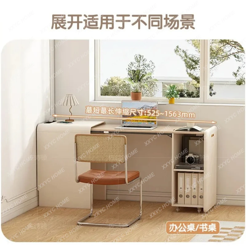 

Lbedroom desk solid wood modern simple small apartment foldable telescopic space saving bedside writing table