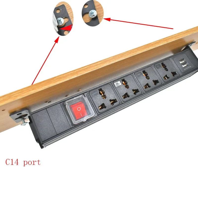 PDU power board concealed office desktop socket C14 port 10A universal socket output 1-9AC USB charging