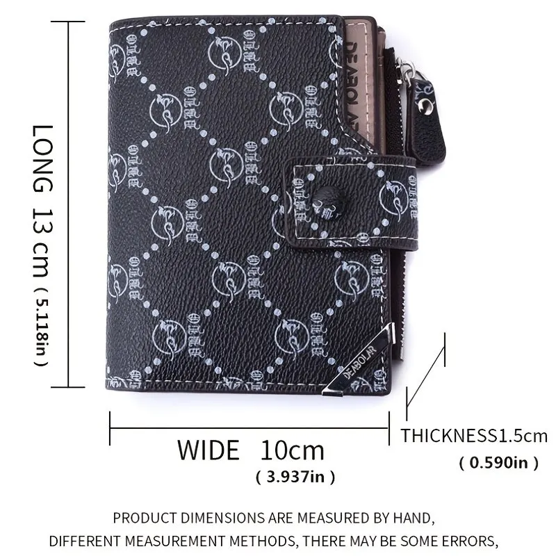 New Old Flower Multifunctional Wallet Men\'s Short Vertical Buckle Zipper Retro Wallet