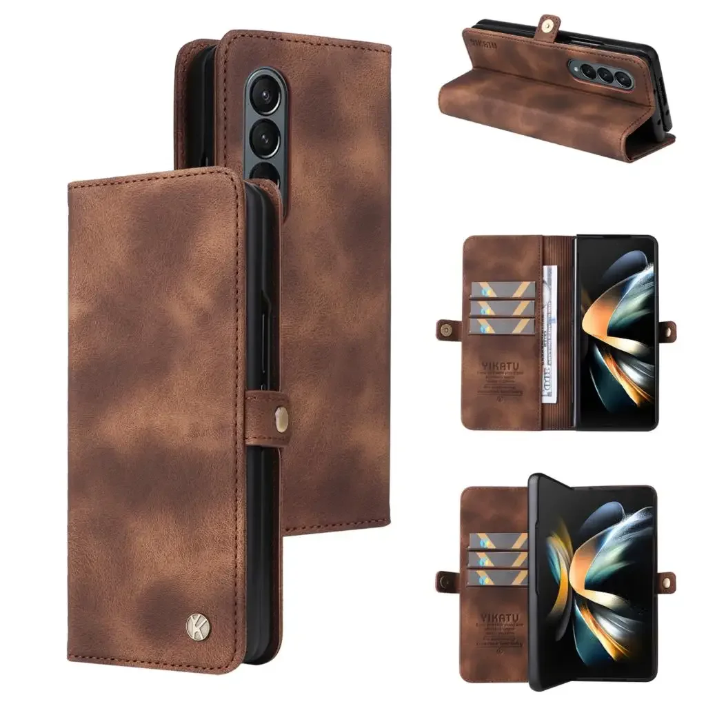 Shockproof Case For Samsung Galaxy Z Fold 6 Z Fold 4 Flip Cover Folding Machine Leather Sheath Protective For Sam Z Fold 3 Cover