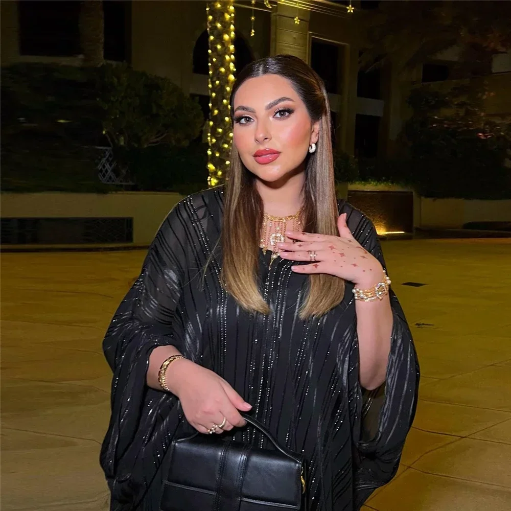 رمضان عباية لامعة فستان 2 قطعة مجموعة النساء دبي قفطان عيد عبايات إسلامية رداء عربي قفطان مغربي قفطان ثوب حفلة كيبيا #2