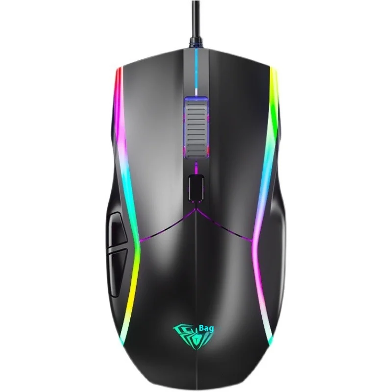 Мышь компьютерная игровая проводная, 6400dpi, Rgb, для макросъемки