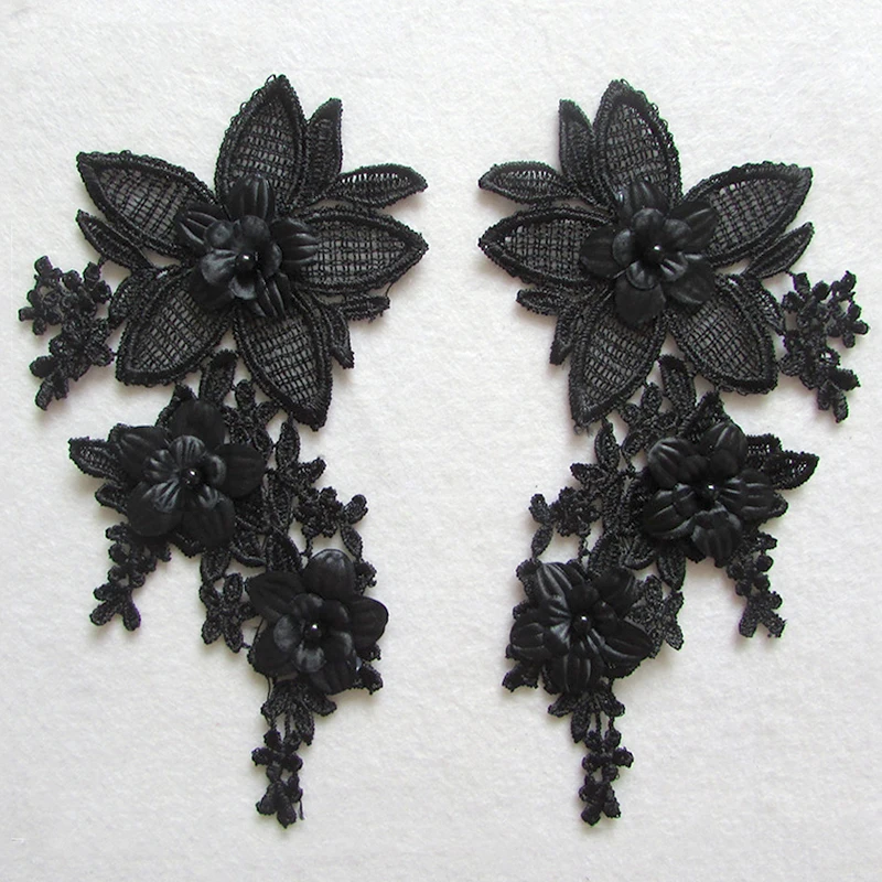 Patch Brodé de Perles de Fleurs, pour Robe de Mariée, Vêtements Cousus sur des Patchs, Bricolage, Applique en Dentelle Florale, 1 Paire