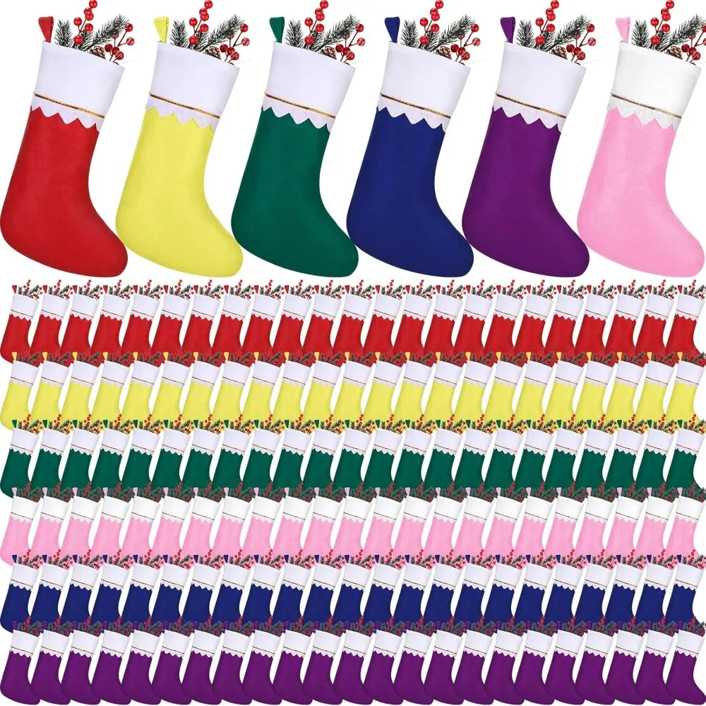 

200Pcs Felt Christmas Stockings 15" Xmas Fireplace Hanging Stocking Christmas Party Favor Stocking Xmas