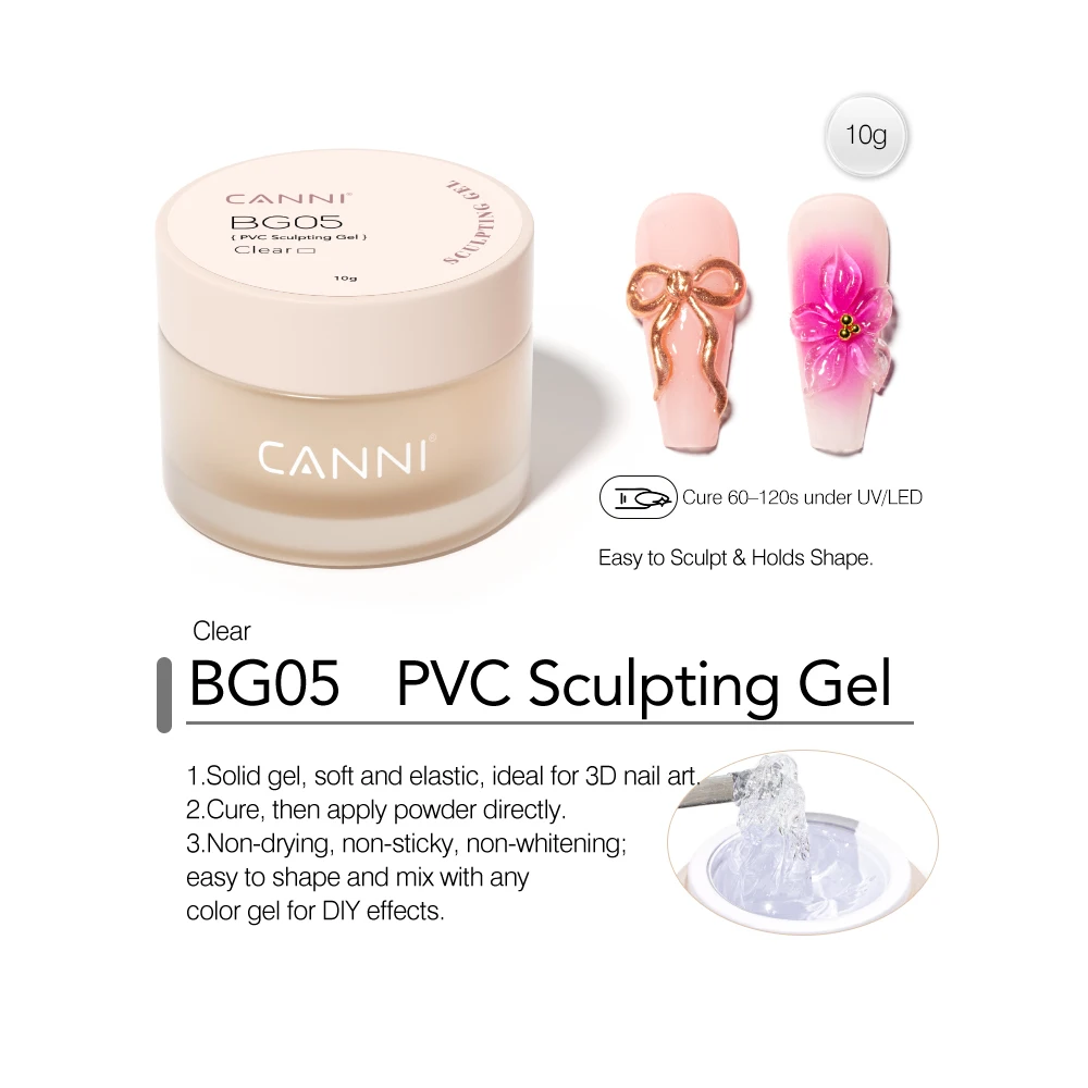 10ml CANNI Multifunktionales Gel 3D-Modelliergel TPO-frei PVC-Modelliergel Ohne Brennen UV-LED Soak-Off No-Wipe Modelliergel – Detail 11