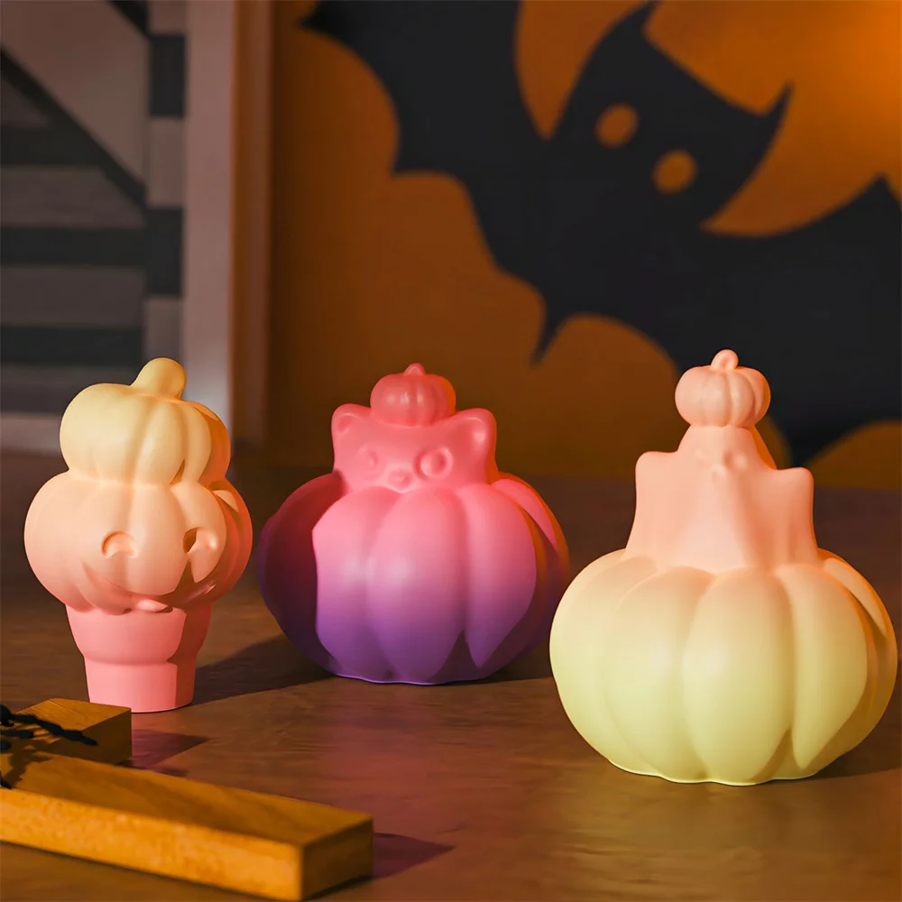 Moule en silicone pour bougie citrouille d'Halloween, adapté pour la fabrication de poteries en plâtre, décorations d'Halloween, cadeaux d'Halloween