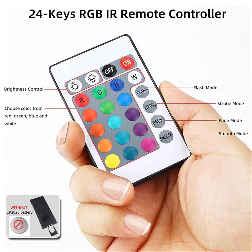 24 Keys Remote RGB LED Light Strip, USB Operated Color Changing Lamp for Home Kitchen Bar & Bedroom Decoration - view 5