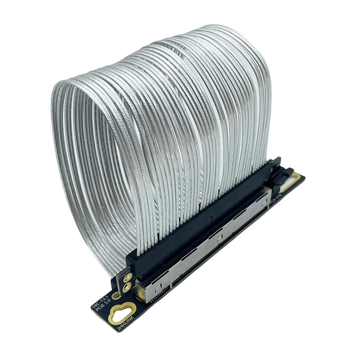 ABXHA PCIe 5.0 X16 GPU بطاقة الرسومات تمديد كابل PCI-E 5.0 Gen5 64GB/S كابل مطلي بالفضة 90 ° كابل رفع الزاوية اليمنى 15 سم