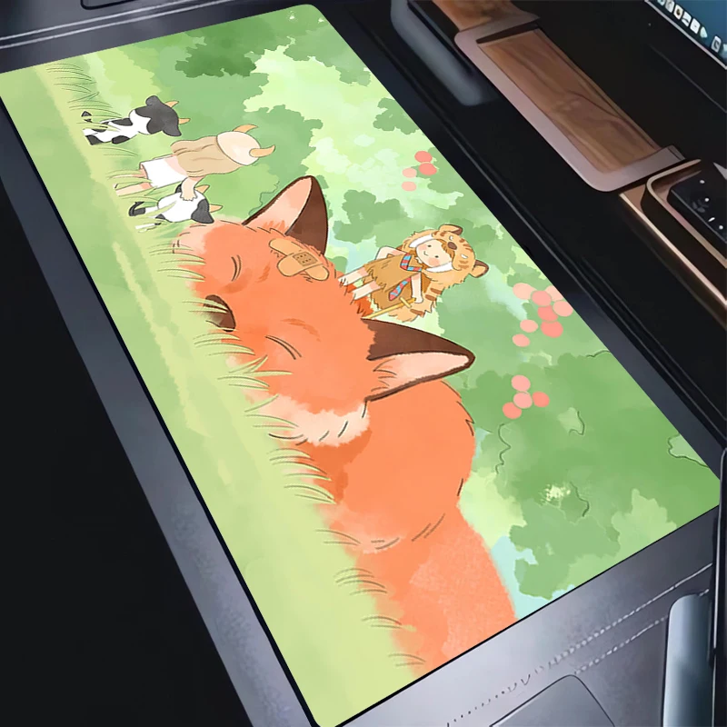 

Gaming Mouse Pad Green Plants Cartoon Desk Mat Gamer Professional Premium Mousepad Speed Control Accessories Cute Keyboard Pad