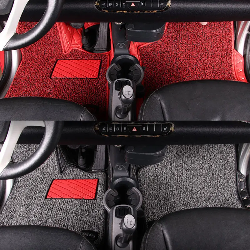 Car Full Surround Leather Double-Layer Foot Pads With Anti Slip Properties For Smart 451 Fortwo Car Accessories Interio
