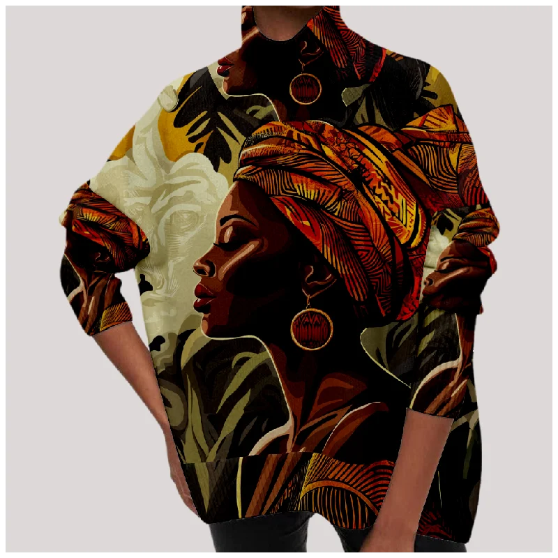 

Winter Turtleneck Sweater Classic Pullover sweaters Loose y2k face art Jumper Outerwear Streetwear Fashion Clothes Outfits